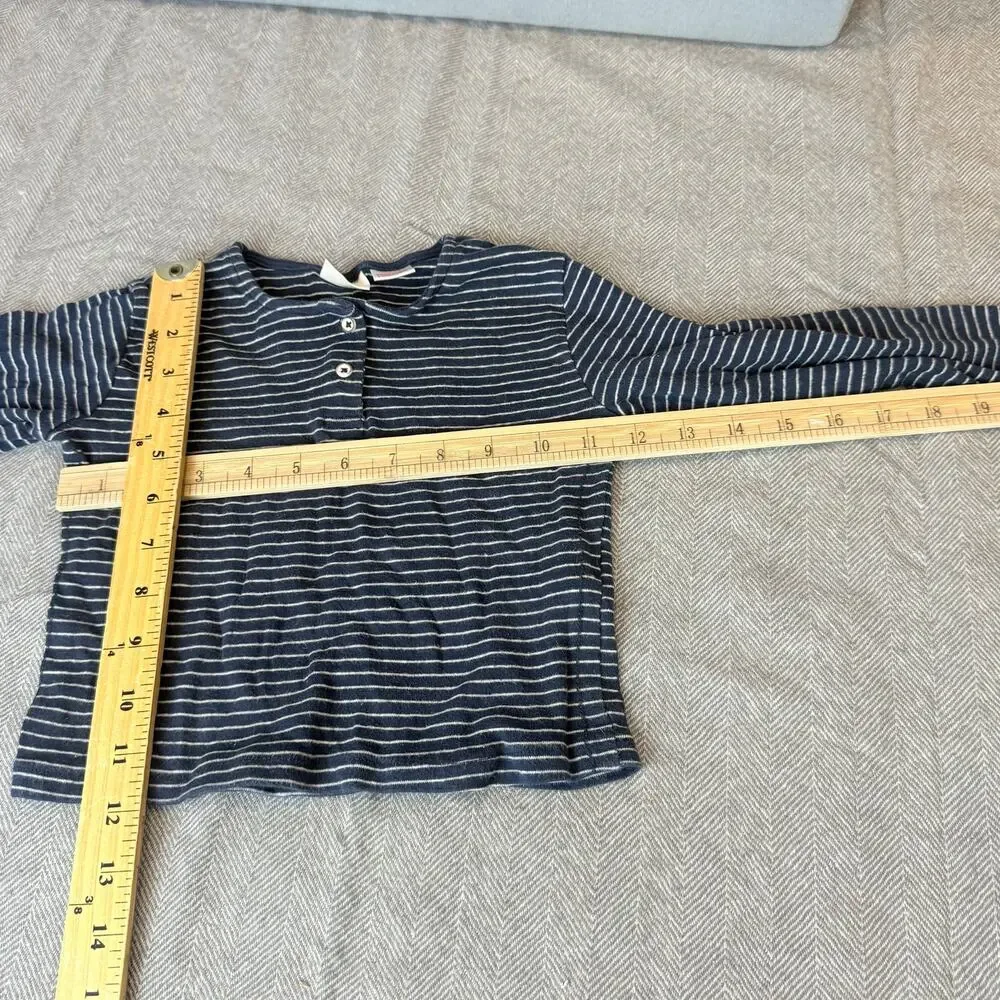 Zara Long Sleeve Soft Henley Button Blue Stripe T Shirt Top 3T 4T Toddler Boys
